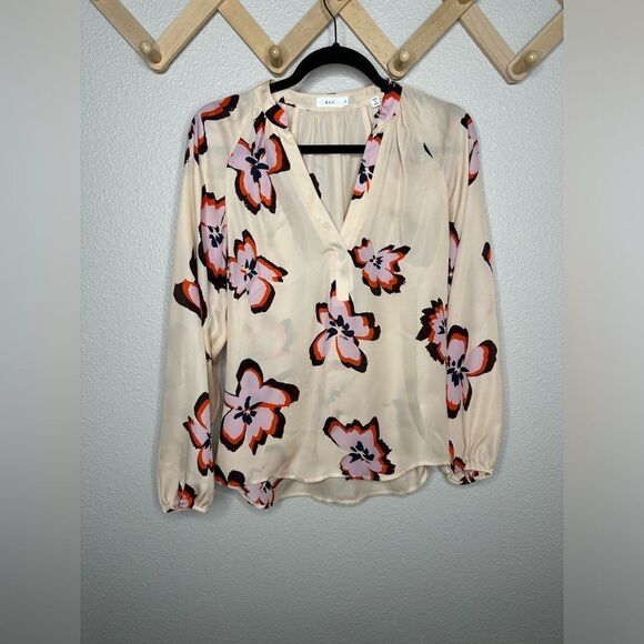 A.L.C. jules pink floral print silk blouse size 0 - Picture 2 of 9
